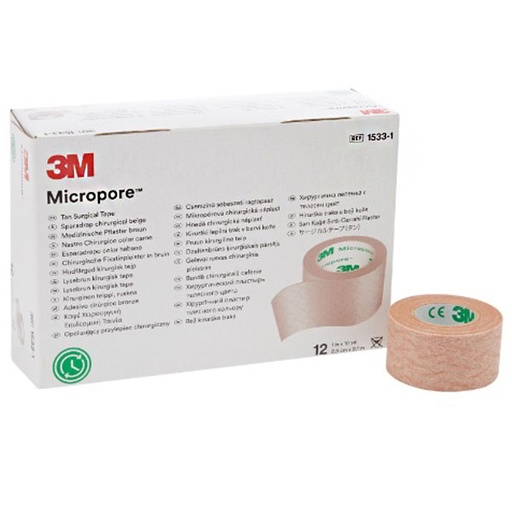 [MMM-1533-1] Medical Tape 3M™ Micropore™ Easy Tear Paper 1 Inch X 10 Yard Tan NonSterile