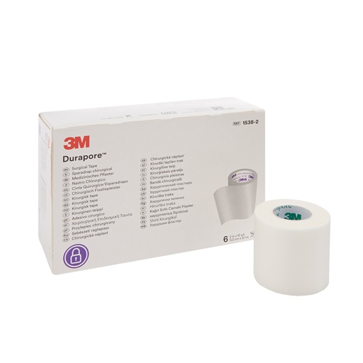 [MMM-1538-2] Medical Tape 3M™ Durapore™ High Adhesion Silk-Like Cloth 2 Inch X 10 Yard White NonSterile