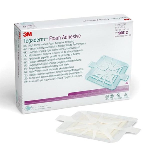 [MMM-90612] Foam Dressing 3M™ Tegaderm™ High Performance 5-5/8 X 5-5/8 Inch Square Adhesive without Border Sterile