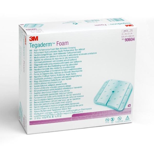 [MMM-90604] Foam Dressing 3M™ Tegaderm™ High Performance 3-1/2 X 3-1/2 Inch Fenestrated Square Non-Adhesive without Border Sterile