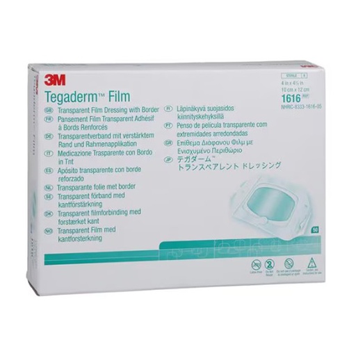 [MMM-1616] Transparent Film Dressing with Border 3M™ Tegaderm™ Rectangle 4 X 4-3/4 Inch Frame Style Delivery Without Label Sterile