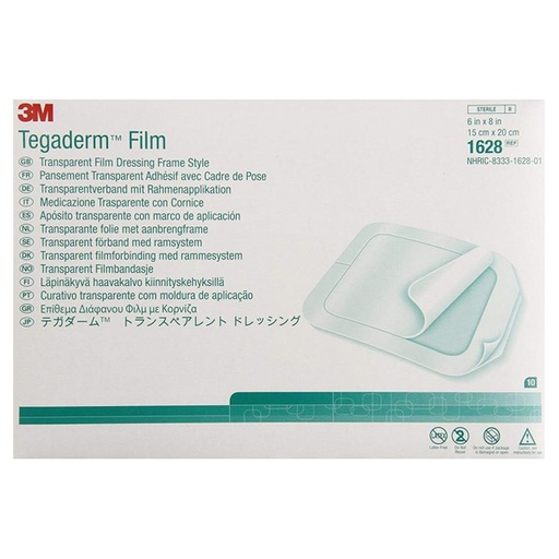 [MMM-1628] Transparent Film Dressing 3M™ Tegaderm™ Rectangle 6 X 8 Inch Frame Style Delivery With Label Sterile