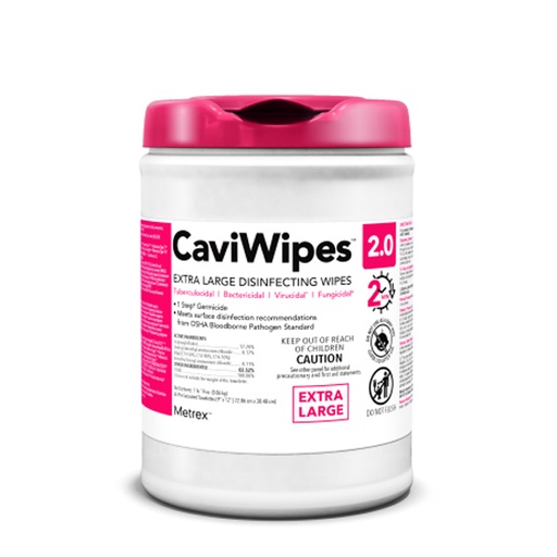 [MET-14-1150] CaviWipes™ 2.0 Surface Disinfectant Premoistened Manual Pull Wipe 65 Count Canister Disposable Alcohol Scent NonSterile
