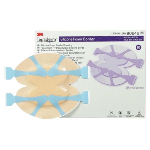 [MMM-90646] Silicone Foam Dressing 3M™ Tegaderm™ 6 X 6 Inch Heel / Contour Silicone Adhesive with Border Sterile