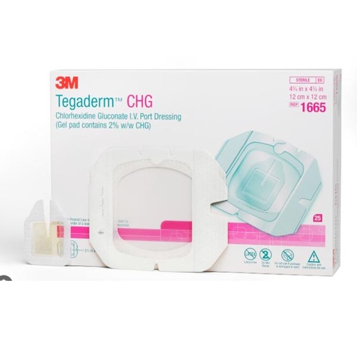 [MMM-1665] I.V. Specialty Dressing 3M™ Tegaderm™ CHG I.V. Port CHG (Chlorhexidine Gluconate) / Film 4-3/4 X 4-3/4 Inch Sterile