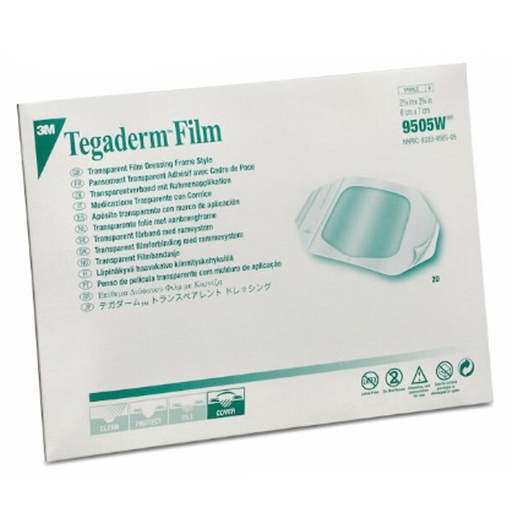 [MMM-9505W] Transparent Film Dressing 3M™ Tegaderm™ Rectangle 2-3/8 X 2-3/4 Inch Frame Style Delivery Without Label Sterile