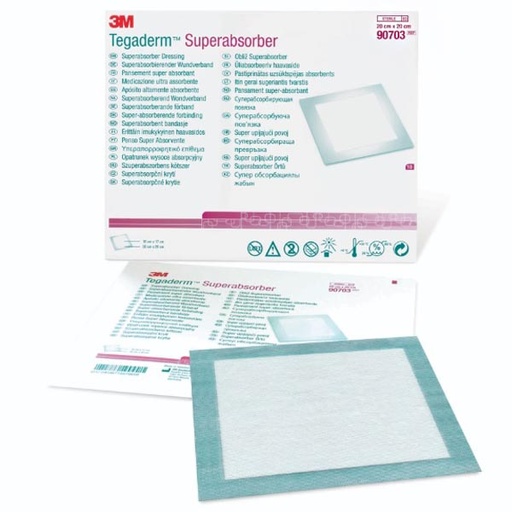 [MMM-90703] Super Absorbent Dressing 3M™ Tegaderm™ Superabsorber Polypropylene 7-7/8 X 7-7/8 Inch Sterile
