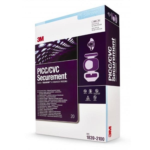 [MMM-1839-2100] I.V. Specialty Dressing 3M™ PICC / CVC Securement Device + Tegaderm™ Film 4 X 6-1/8 Inch Sterile