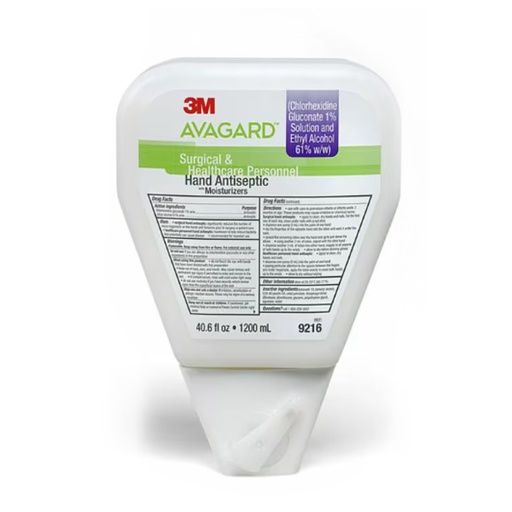 [MMM-9216] Waterless Surgical Scrub 3M™ Avagard™ 1200 mL Dispenser Refill Bottle 1% / 61% Strength CHG (Chlorhexidine Gluconate) / Ethyl Alcohol NonSterile