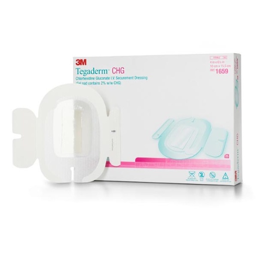 [MMM-1659] Antimicrobial I.V. Specialty Dressing 3M™ Tegaderm™ CHG CHG (Chlorhexidine Gluconate) / Film 4 X 6-1/8 Inch Sterile