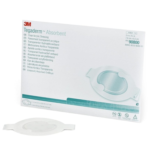 [MMM-90800] Absorbent Acrylic Transparent Film Dressing 3M™ Tegaderm™ Oval 3 X 3-1/4 Inch 2 Tab Delivery Without Label Sterile