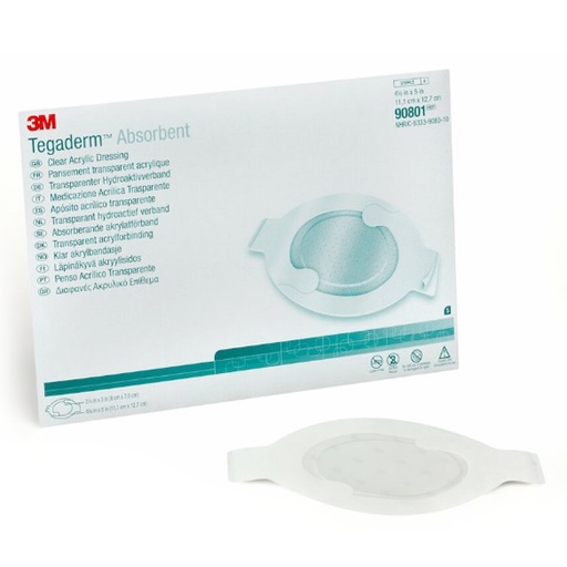 [MMM-90801] Absorbent Acrylic Transparent Film Dressing 3M™ Tegaderm™ Oval 4-3/8 X 5 Inch 2 Tab Delivery Without Label Sterile