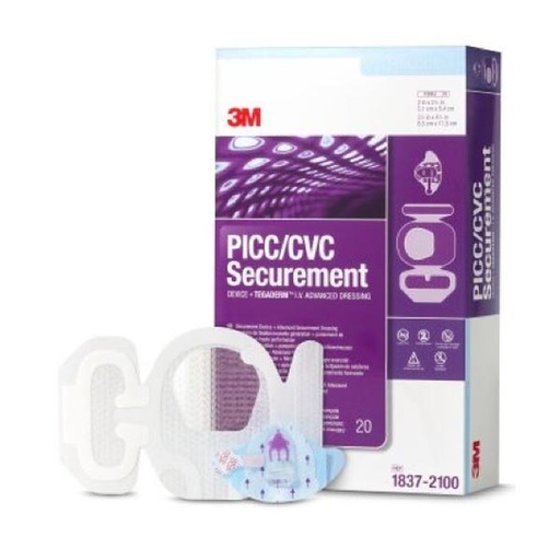[MMM-1837-2100] I.V. Specialty Dressing 3M™ PICC / CVC Securement Device + Tegaderm™ Film 3-1/2 X 4-1/2 Inch Sterile