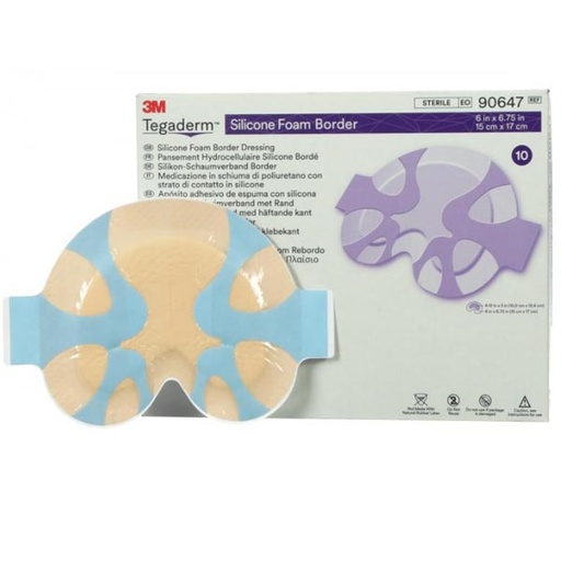 [MMM-90647] Silicone Foam Dressing 3M™ Tegaderm™ 6 X 6-3/4 Inch Sacral Silicone Adhesive with Border Sterile