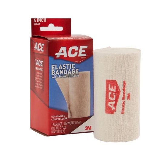 [MMM-207604] Elastic Bandage 3M™ ACE™ 4 Inch X 5.3 Foot Standard Compression Single Hook and Loop Closure Tan NonSterile