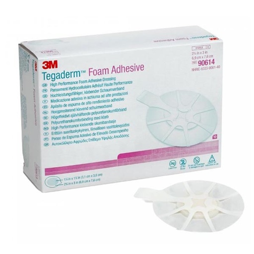 [MMM-90614] Foam Dressing 3M™ Tegaderm™ High Performance 2-3/4 X 2-3/4 Inch Oval Adhesive with Border Sterile