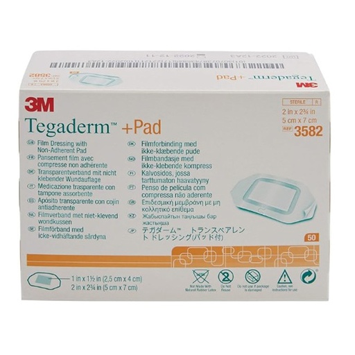 [MMM-3582] Transparent Film Dressing with Pad 3M™ Tegaderm™ Rectangle 2 X 2-3/4 Inch Frame Style Delivery Without Label Sterile