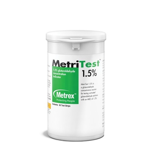 [MET-10-303] Glutaraldehyde Concentration Indicator MetriTest™ 1.5% Pad 60 Test Strips Bottle Single Use