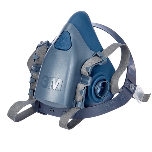 [MMM-7502] 3M™ Reusable Respirator Industrial Half Face 4 Point Adjustable Head Strap Medium Blue