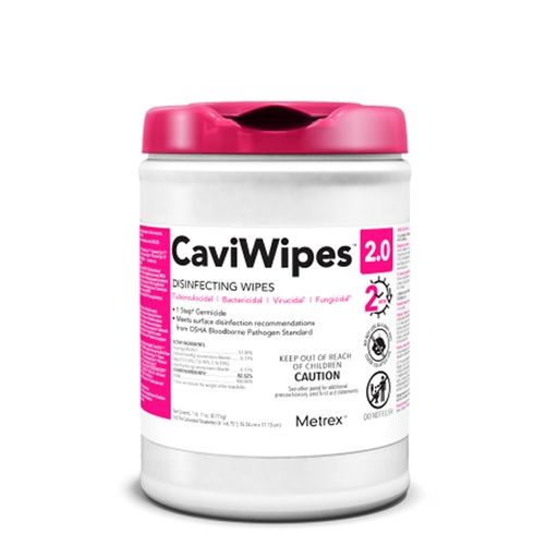 [MET-14-1100] CaviWipes™ 2.0 Surface Disinfectant Premoistened Manual Pull Wipe 160 Count Canister Disposable Alcohol Scent NonSterile