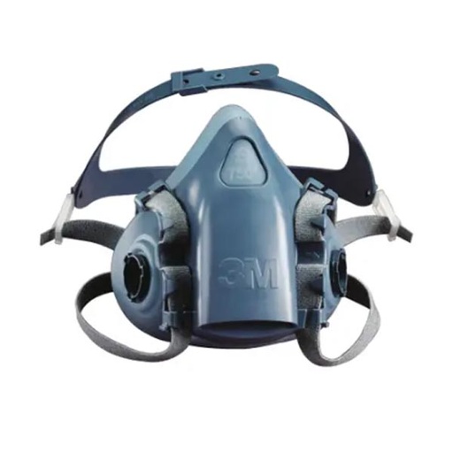[MMM-7501] Reusable Respirator Industrial Half Face 4 Point Adjustable Head Strap Small Gray / Blue